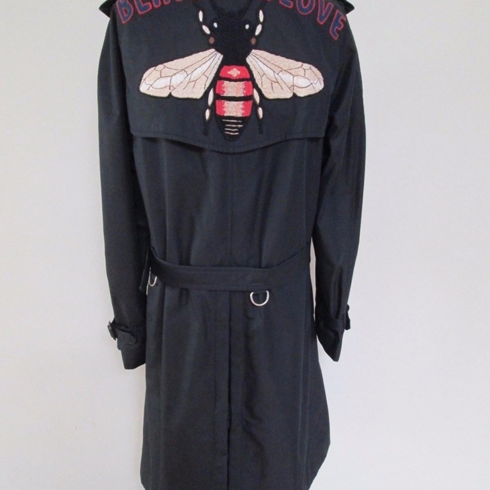 Gucci BLIND FOR LOVE Black Embroidered Trench Coat